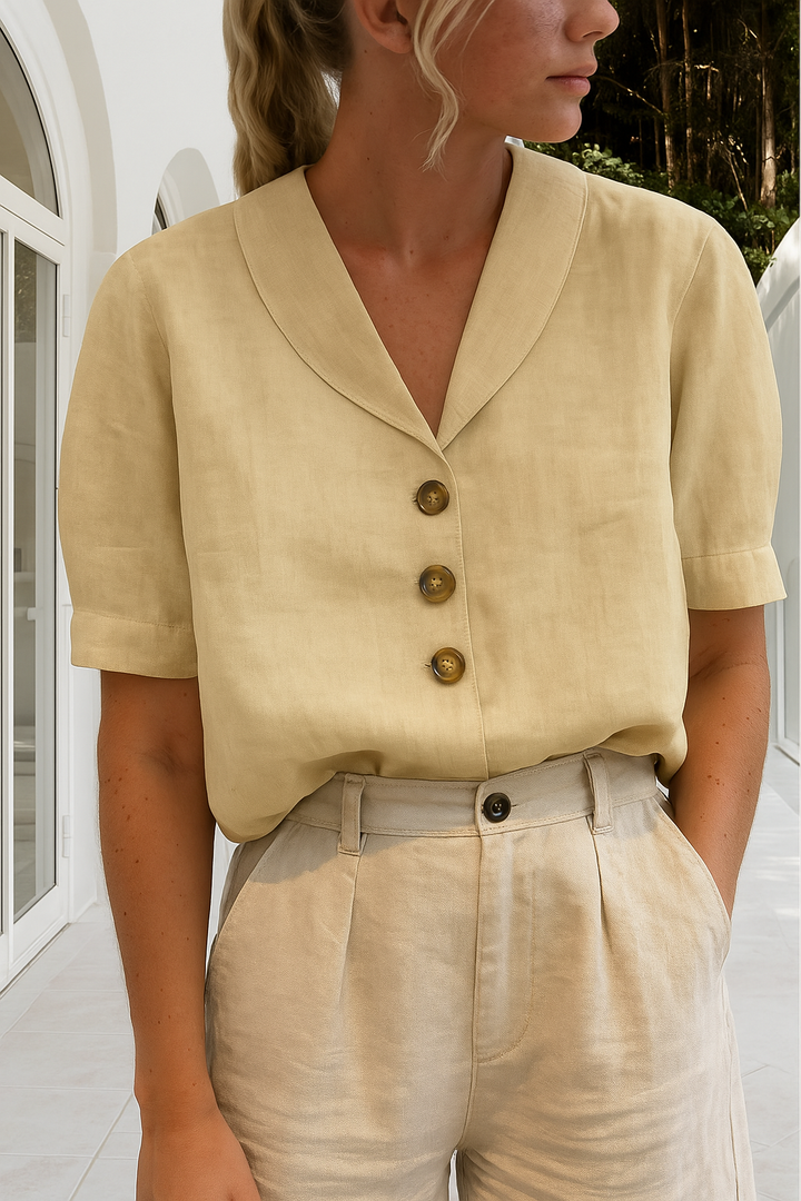 Dames t-shirt met knoopjes, korte mouwen