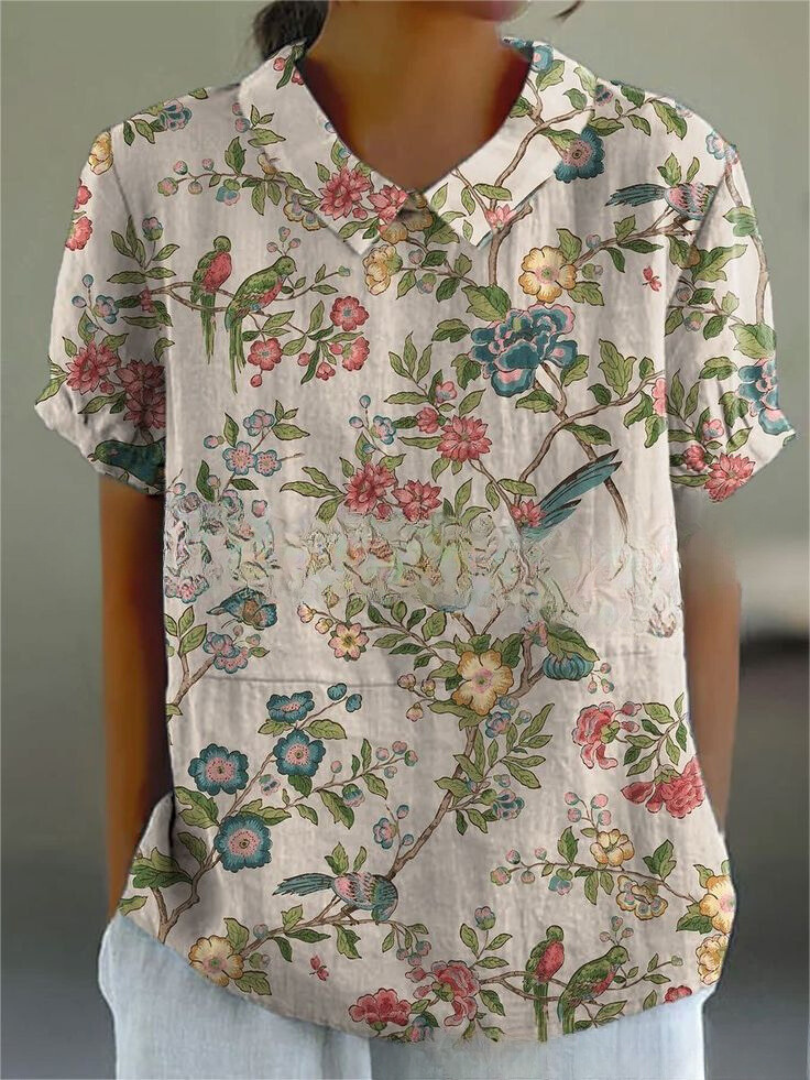 Vintage casual blouse met bloemenprint voor dames