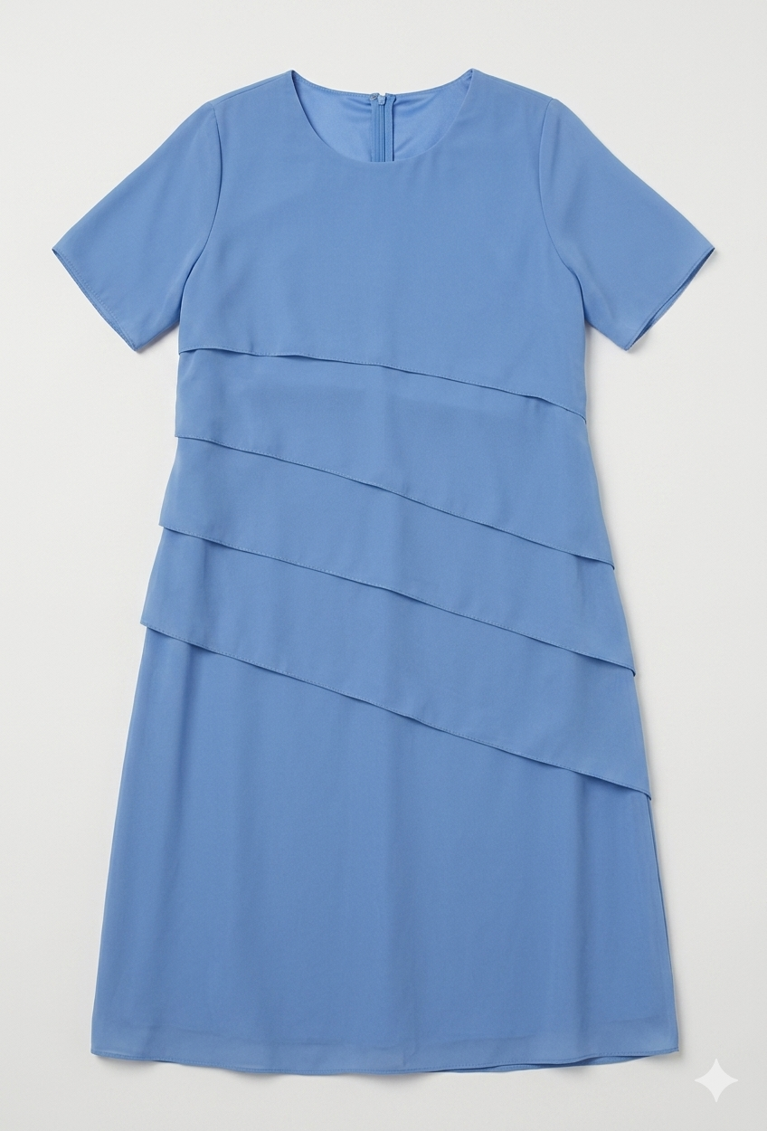 Chiffonjurk voor dames met korte mouwen