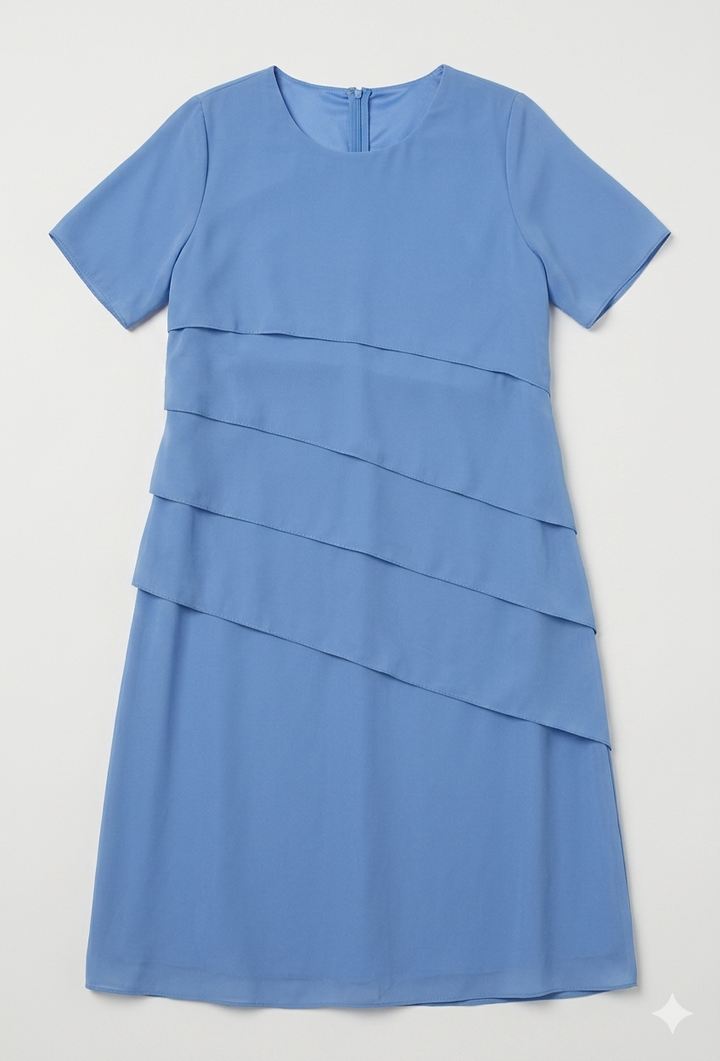 Chiffonjurk voor dames met korte mouwen