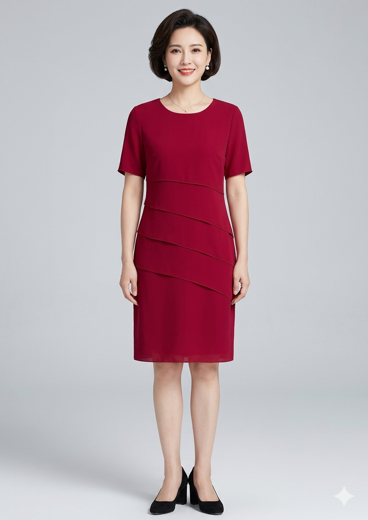 Chiffonjurk voor dames met korte mouwen
