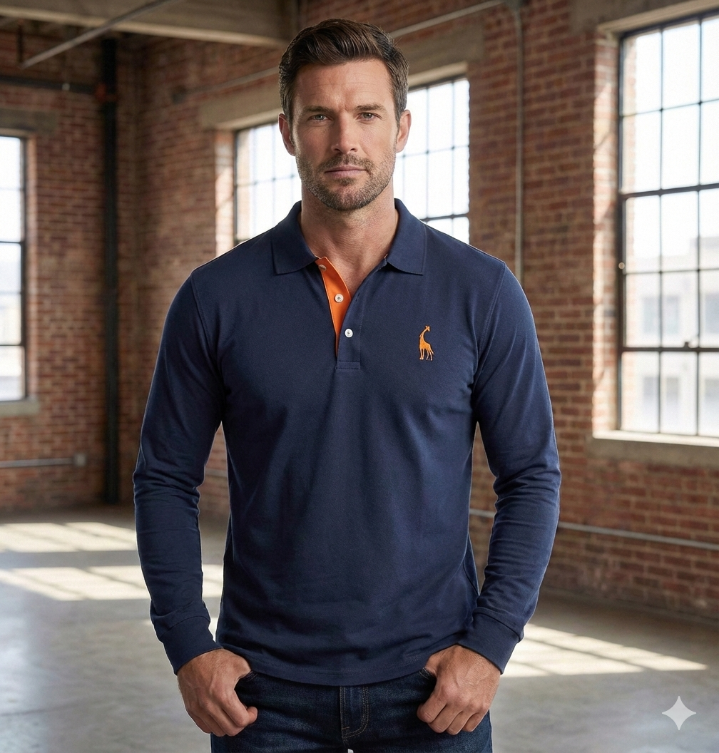 Casual poloshirt met lange mouwen, slim fit voor heren