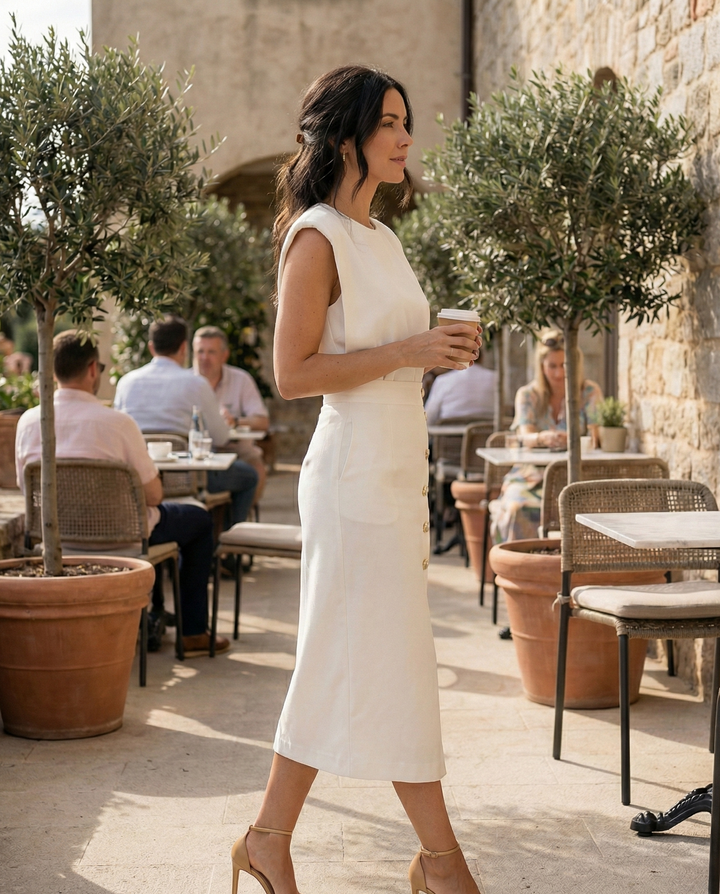 Mouwloze midi-jurk voor dames met split