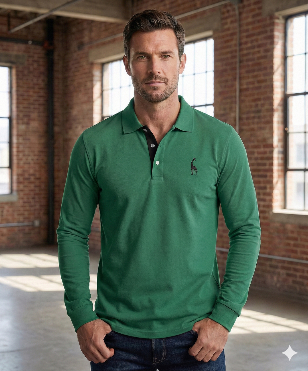 Casual poloshirt met lange mouwen, slim fit voor heren