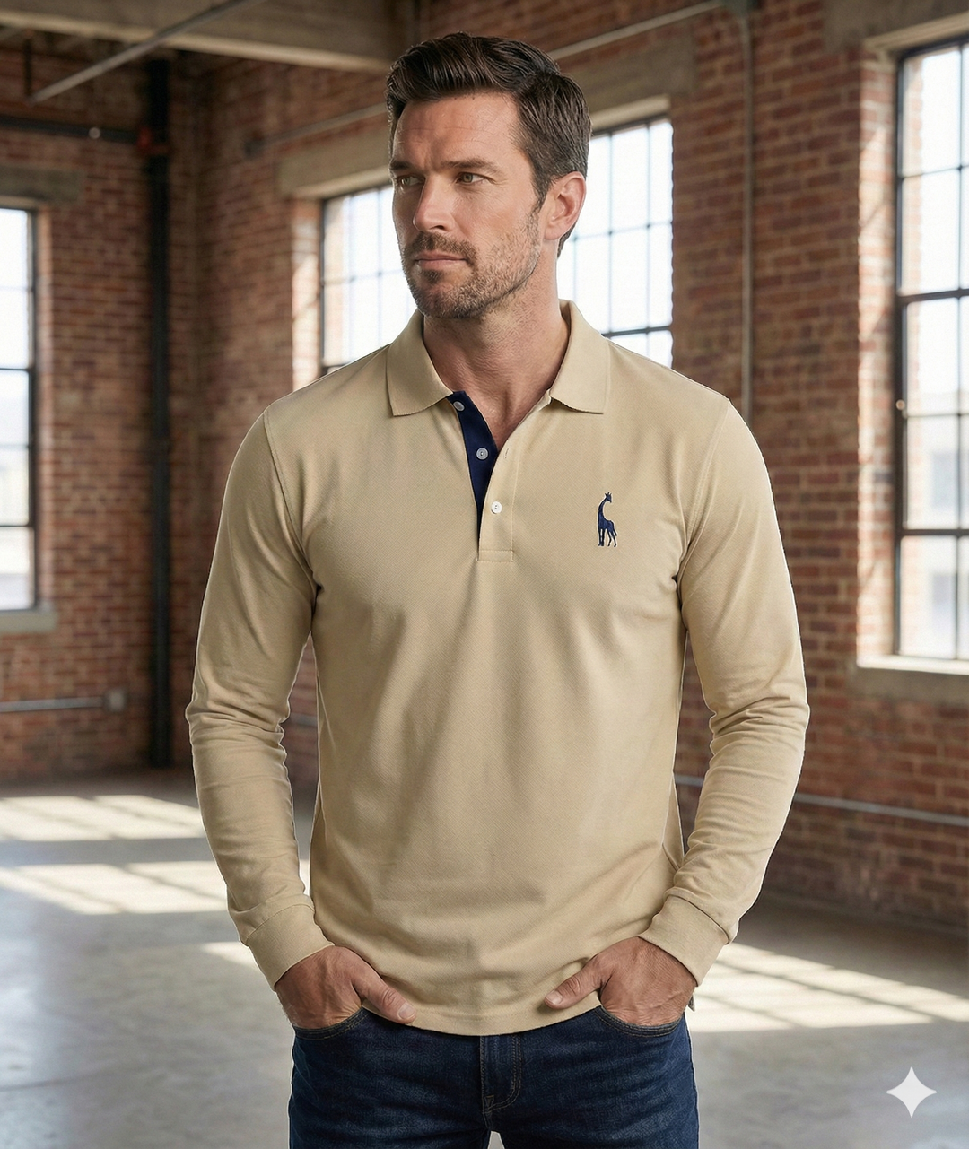 Casual poloshirt met lange mouwen, slim fit voor heren