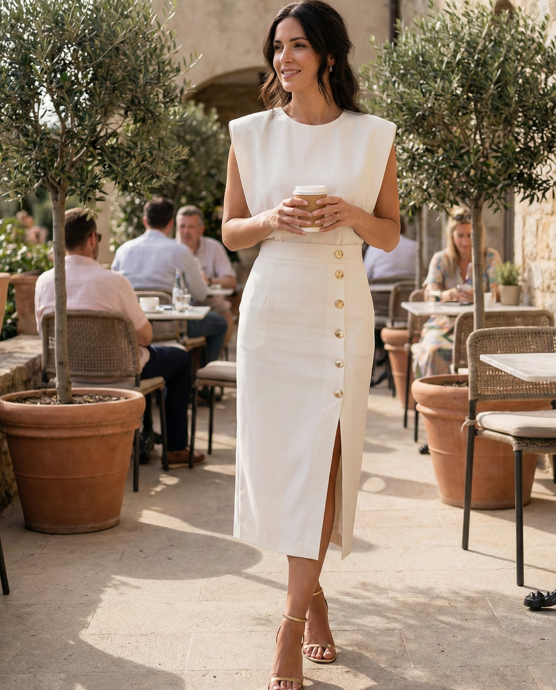 Mouwloze midi-jurk voor dames met split
