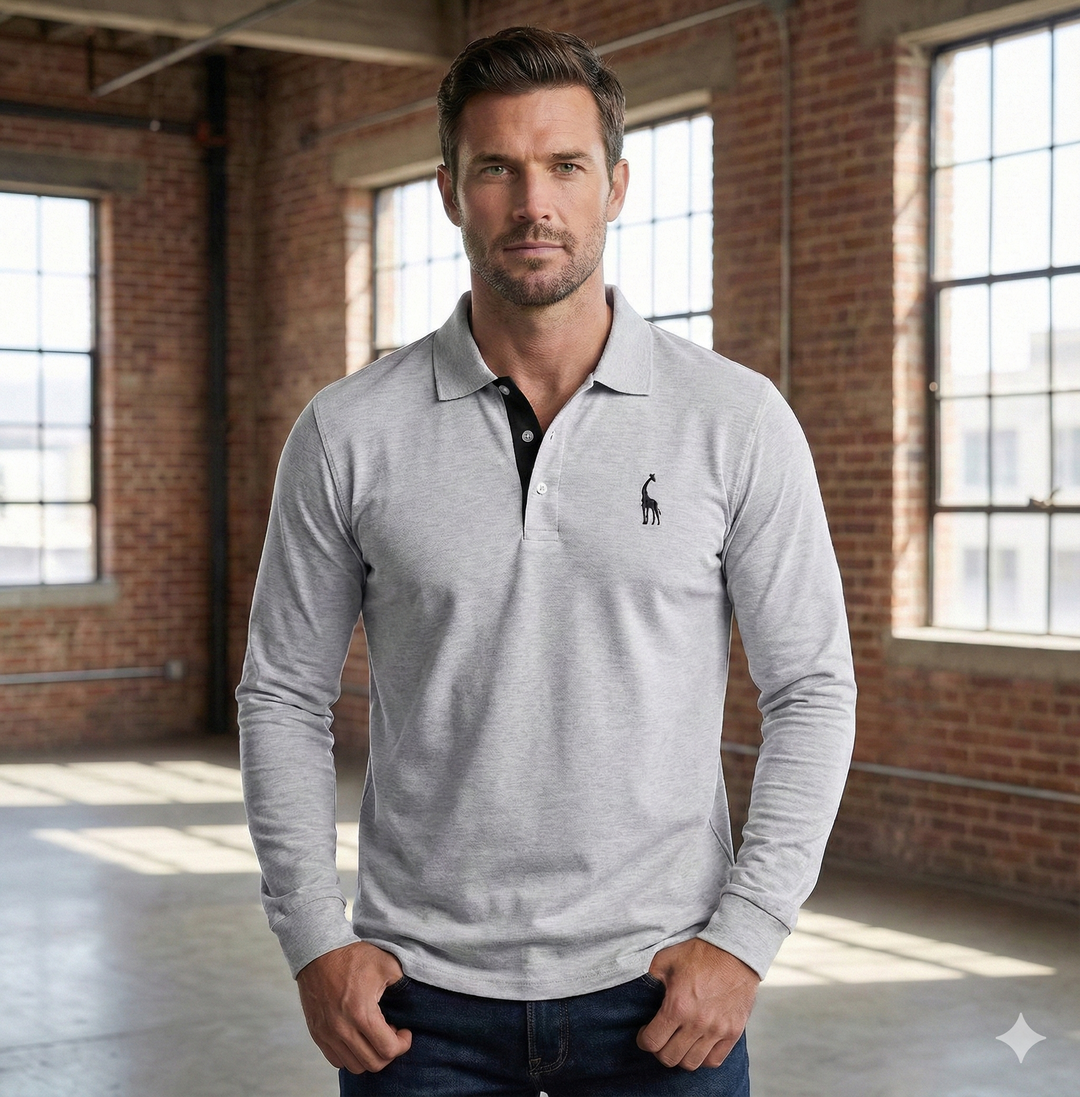 Casual poloshirt met lange mouwen, slim fit voor heren
