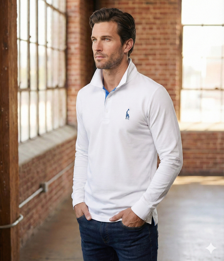 Casual poloshirt met lange mouwen, slim fit voor heren