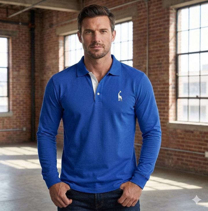Casual poloshirt met lange mouwen, slim fit voor heren