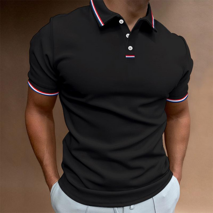 Herenpoloshirt met gestreepte kraag
