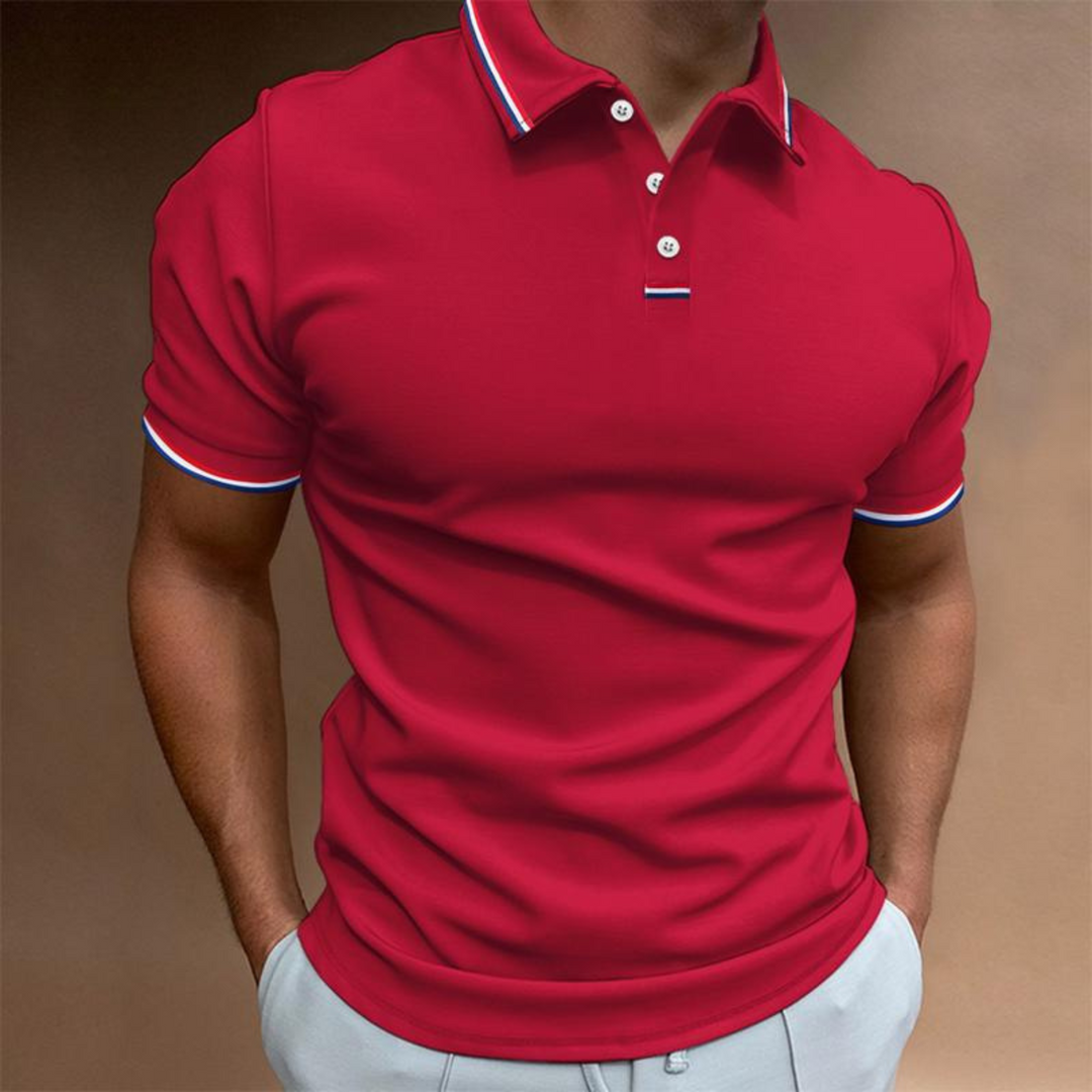 Herenpoloshirt met gestreepte kraag