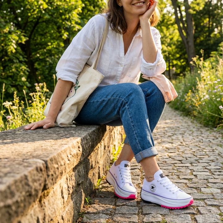 Casual platform sneakers met veters voor dames