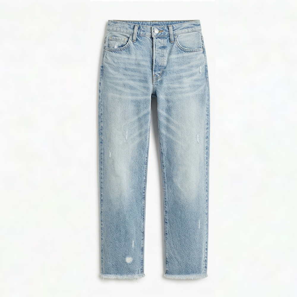 Rechte cropped jeans voor dames met franjes