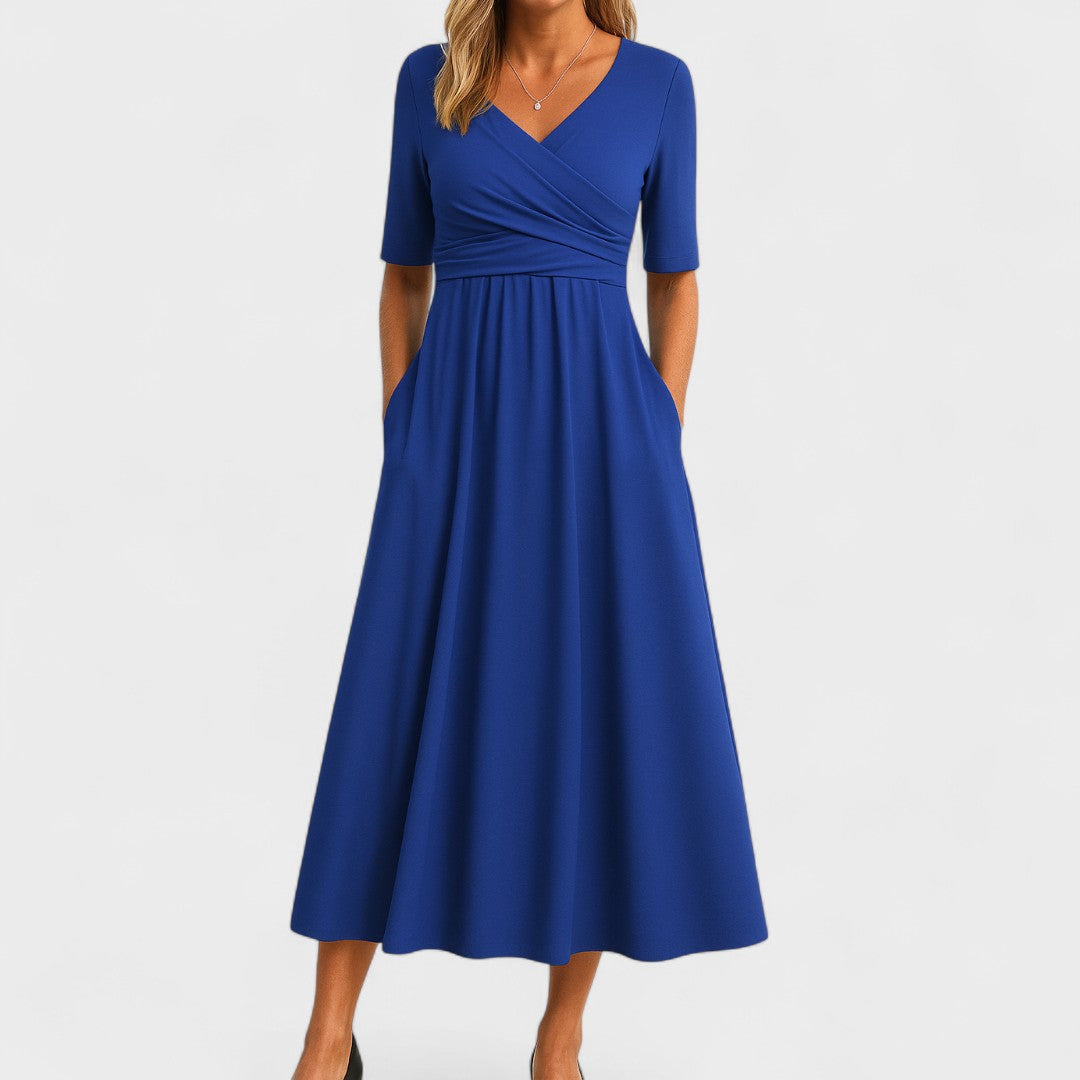 Elegante midi-jurk met v-hals voor dames