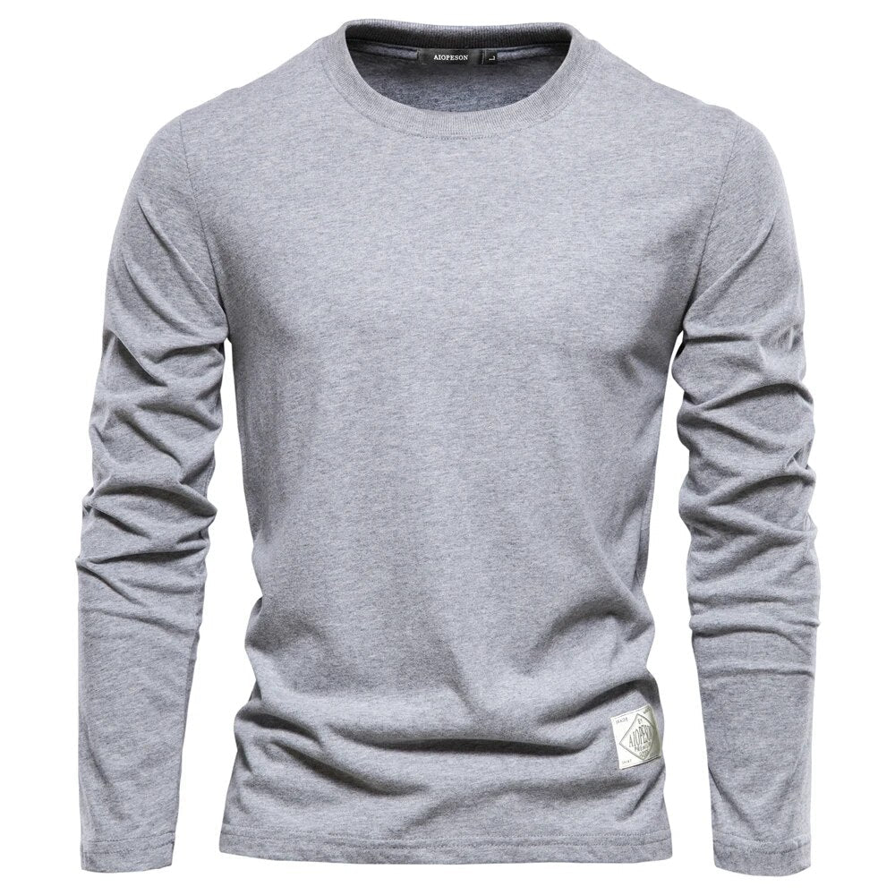 Heren t-shirt met lange mouwen van katoen