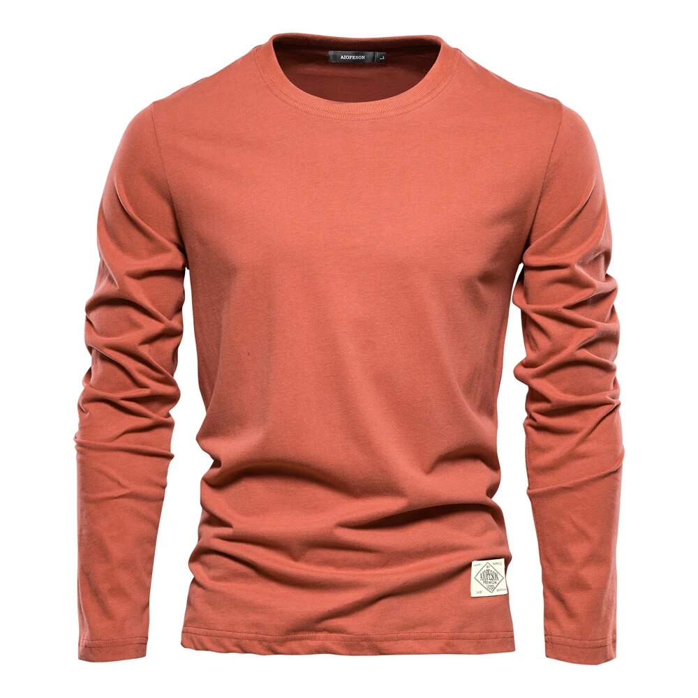 Heren t-shirt met lange mouwen van katoen