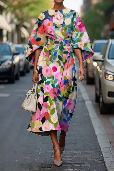 Midi-jurk met bloemenprint voor dames