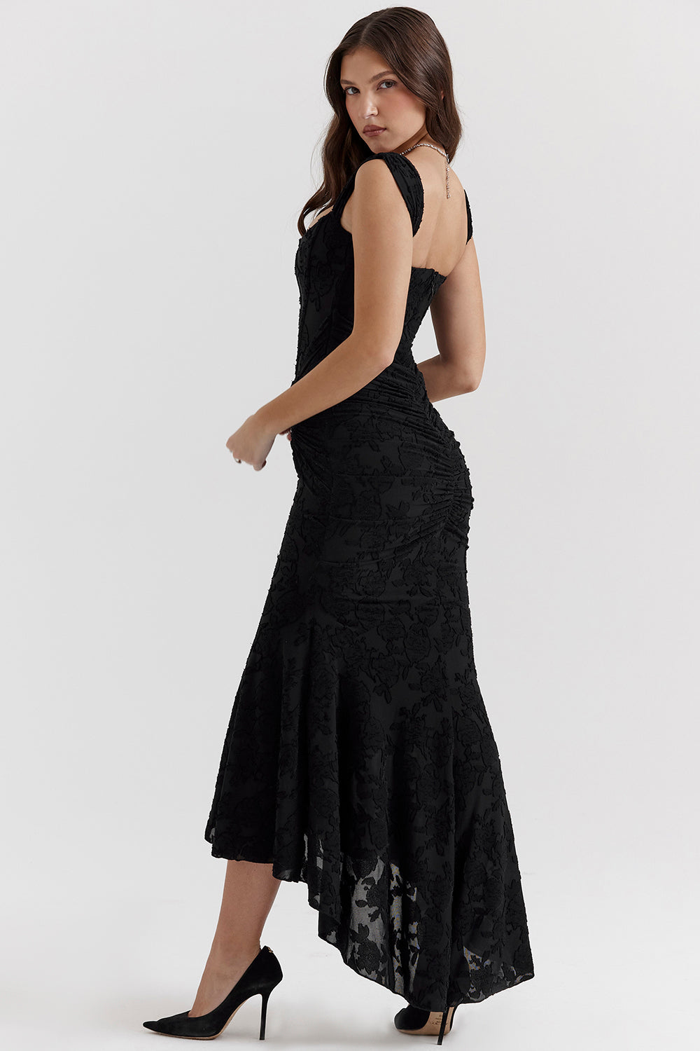 Elegante midi-jurk van kant