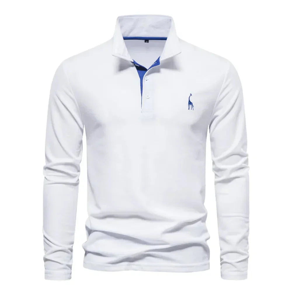 Casual poloshirt met lange mouwen, slim fit voor heren