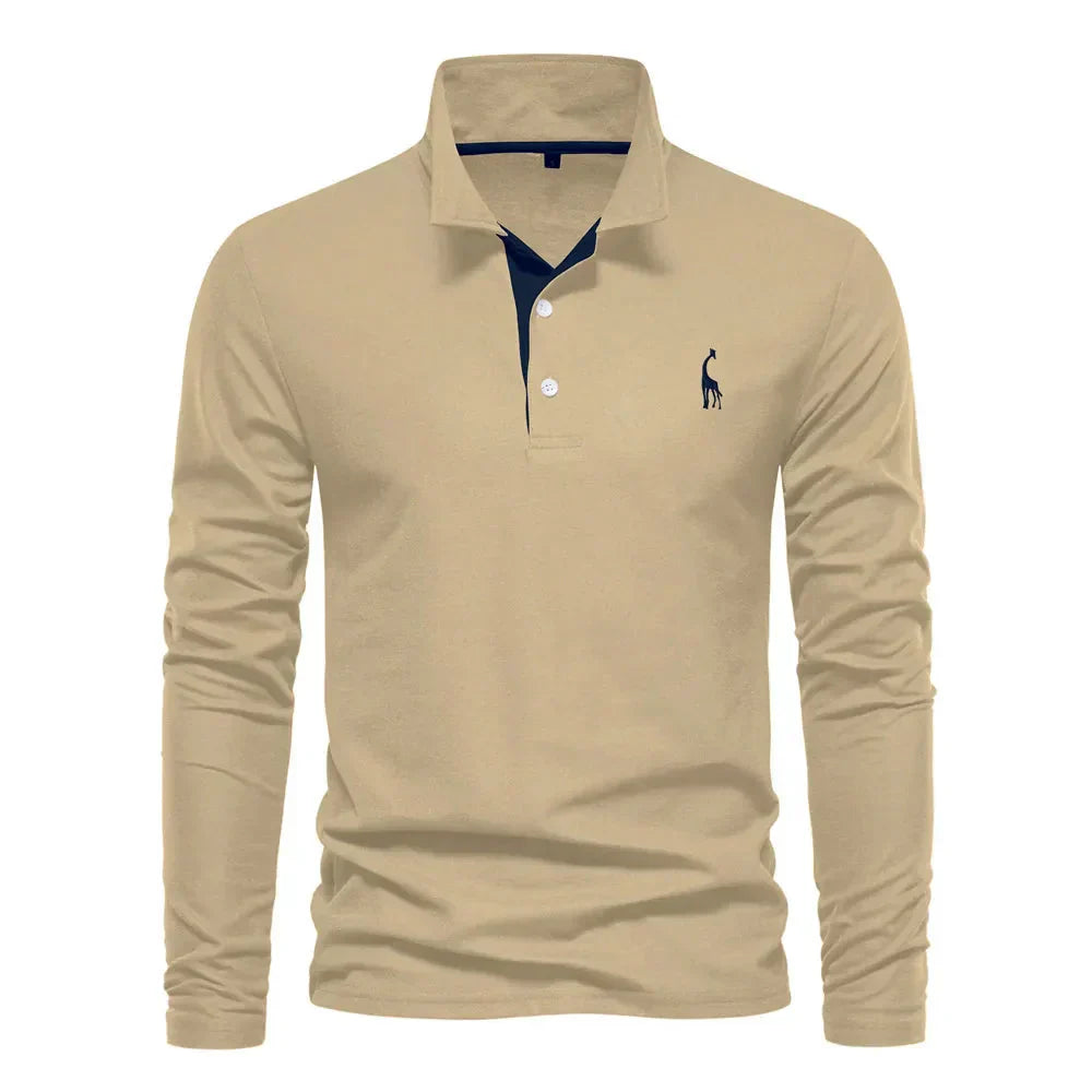 Casual poloshirt met lange mouwen, slim fit voor heren