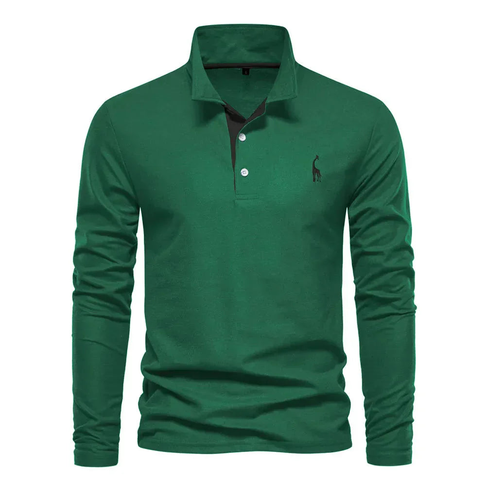 Casual poloshirt met lange mouwen, slim fit voor heren