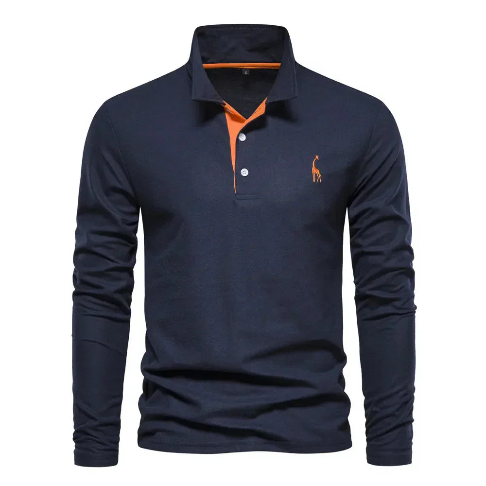 Casual poloshirt met lange mouwen, slim fit voor heren
