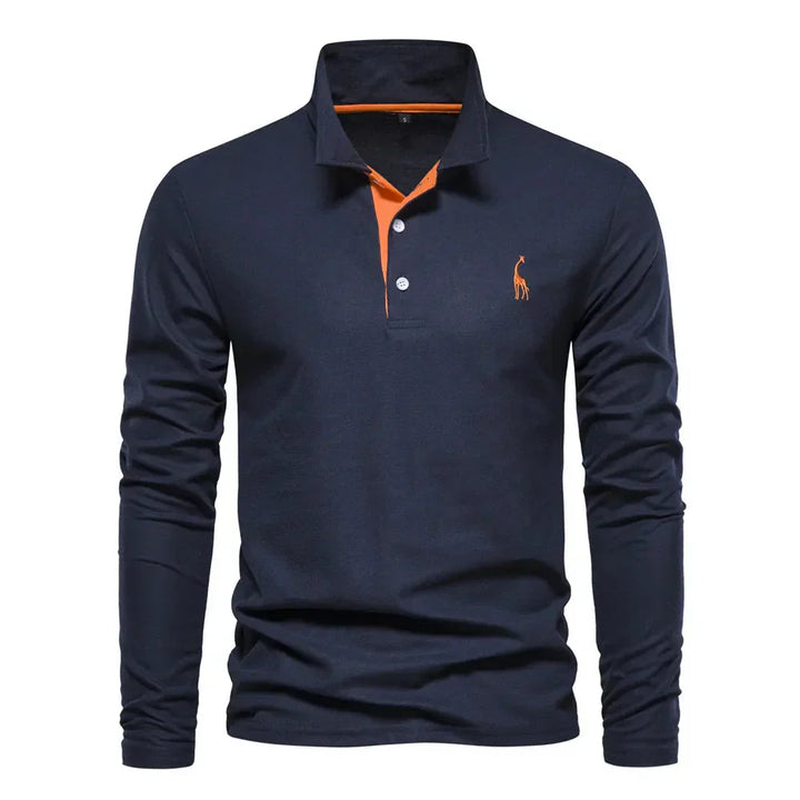 Casual poloshirt met lange mouwen, slim fit voor heren
