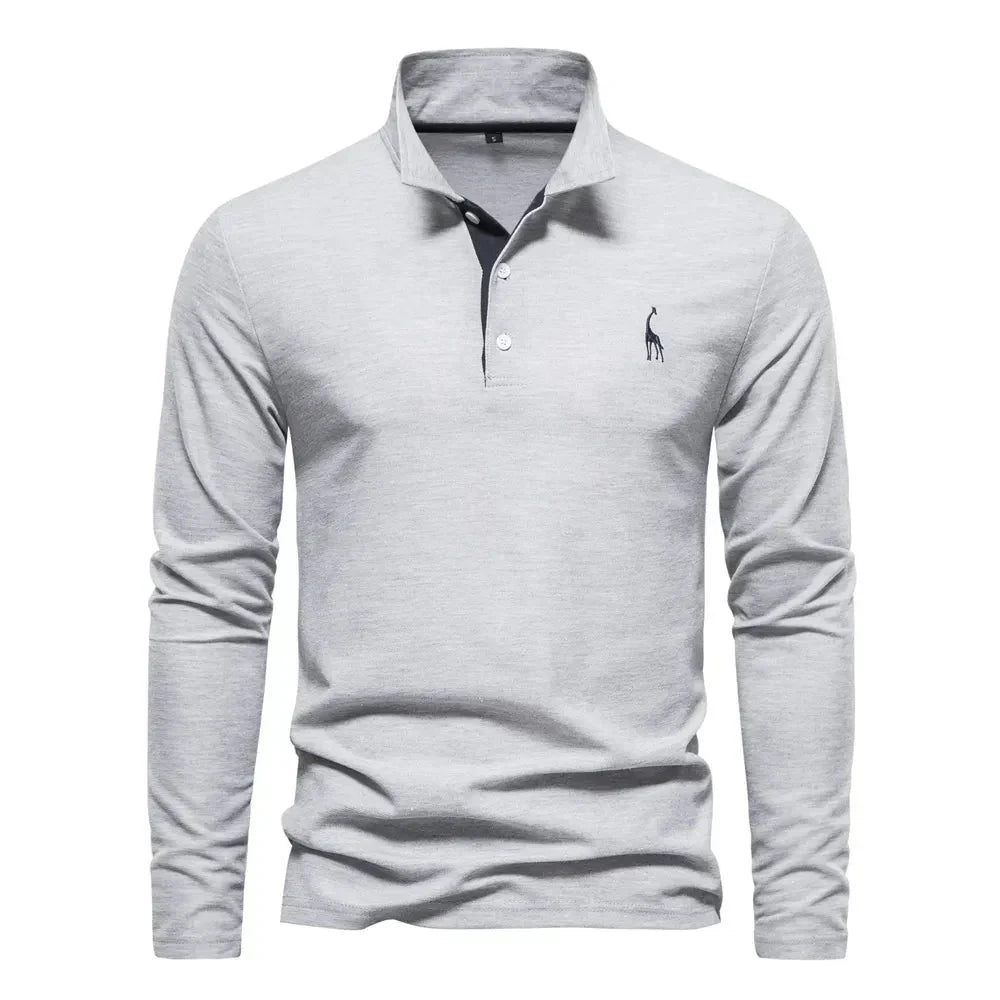 Casual poloshirt met lange mouwen, slim fit voor heren