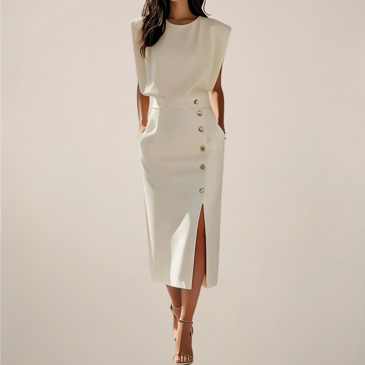 Mouwloze midi-jurk voor dames met split