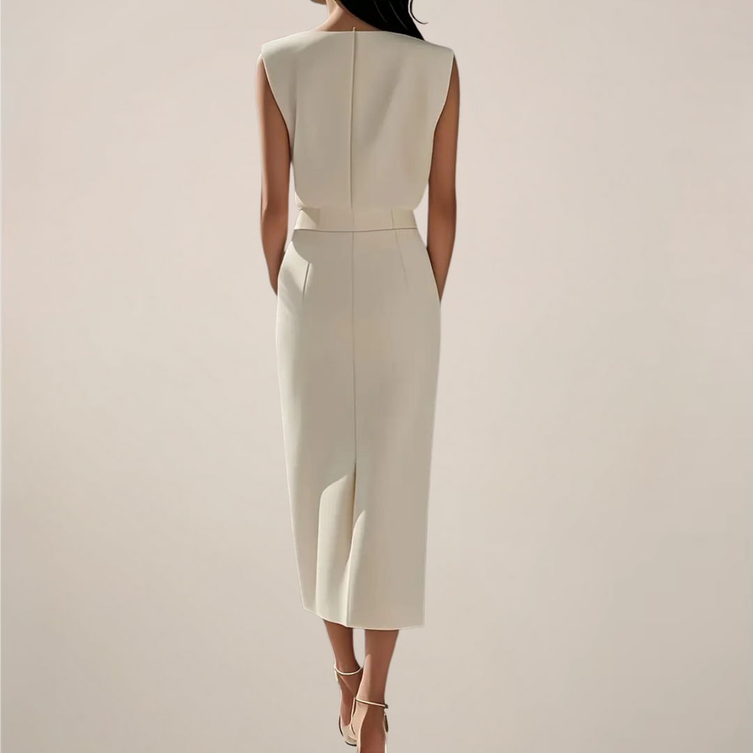 Mouwloze midi-jurk voor dames met split
