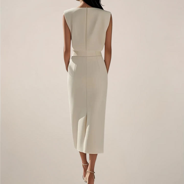 Mouwloze midi-jurk voor dames met split