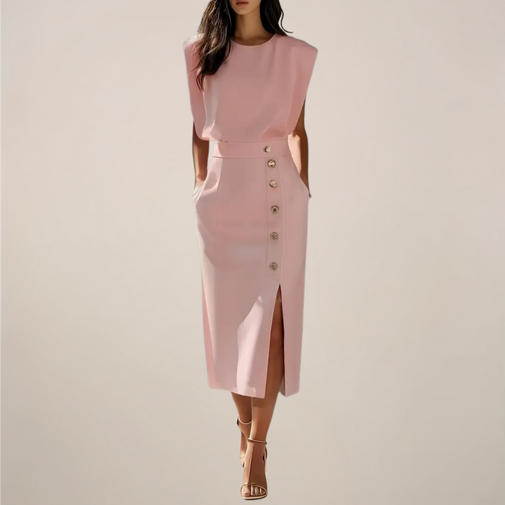 Mouwloze midi-jurk voor dames met split