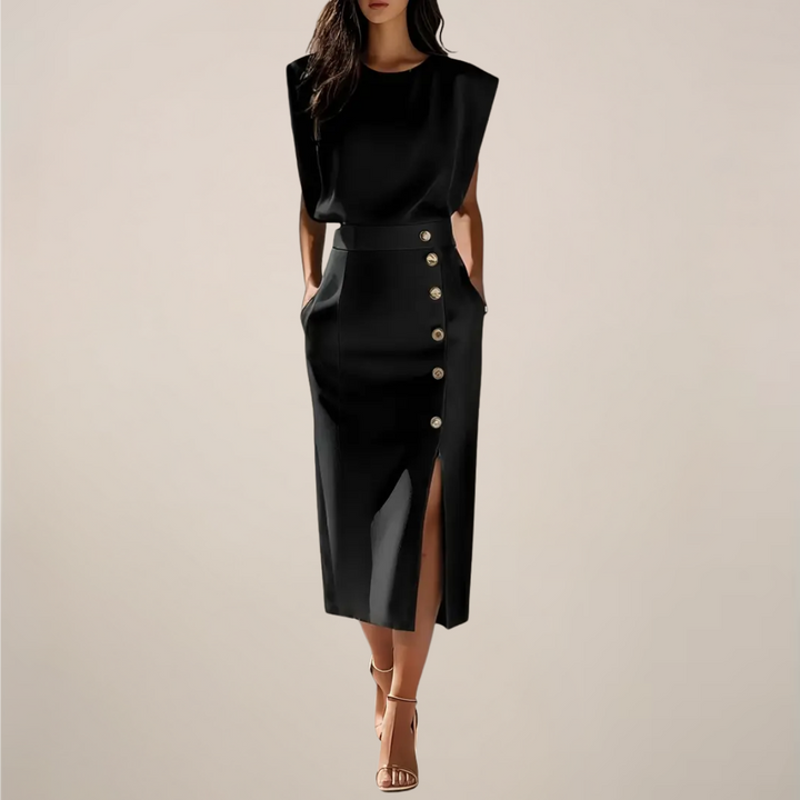 Mouwloze midi-jurk voor dames met split