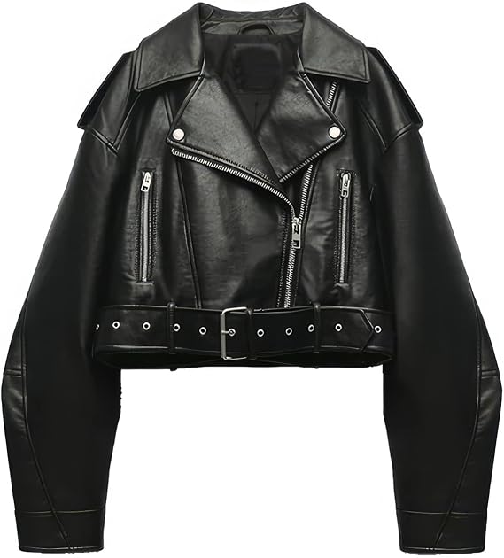 Korte motorjas met riem
