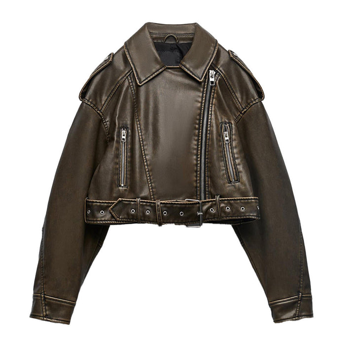 Korte motorjas met riem