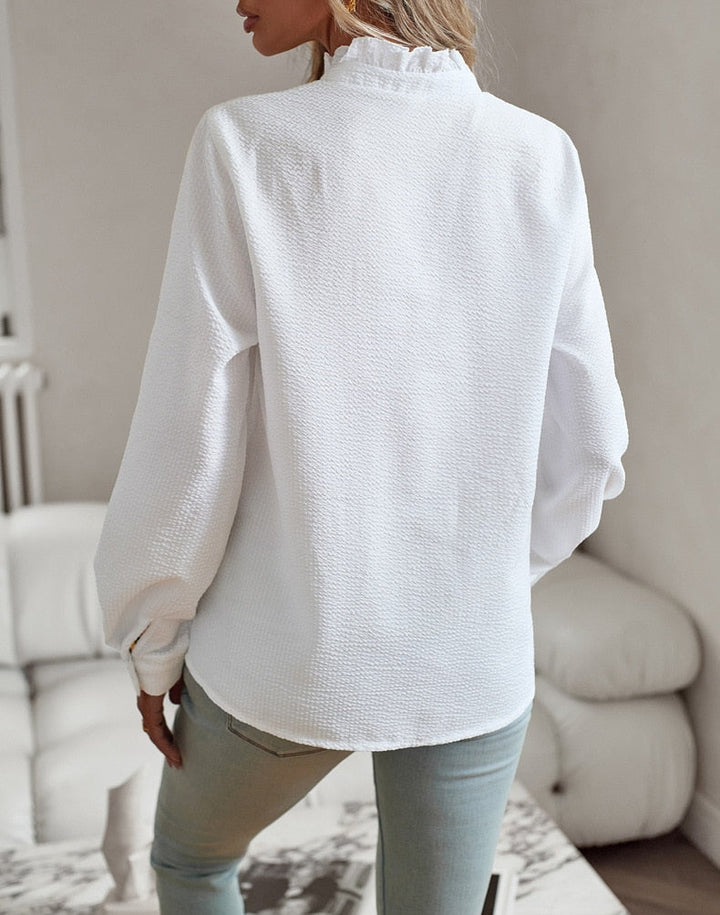 Elegant dameshemd met manchetkraag en lange mouwen