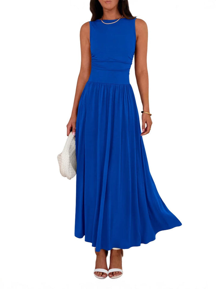 Mouwloze maxi-jurk met hoge taille voor dames
