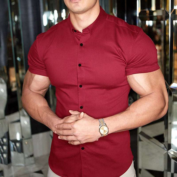 Elegant zomerhemd met korte mouwen en slim fit pasvorm voor heren