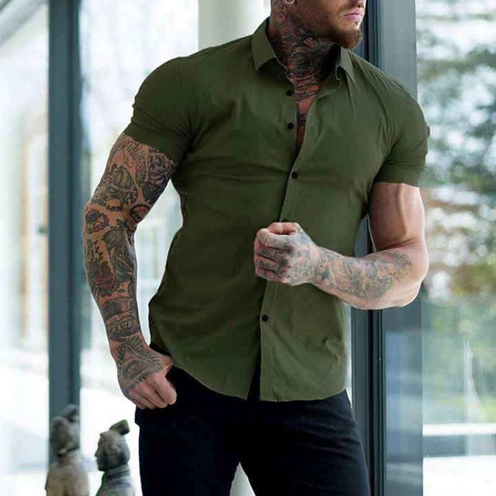Elegant zomerhemd met korte mouwen en slim fit pasvorm voor heren