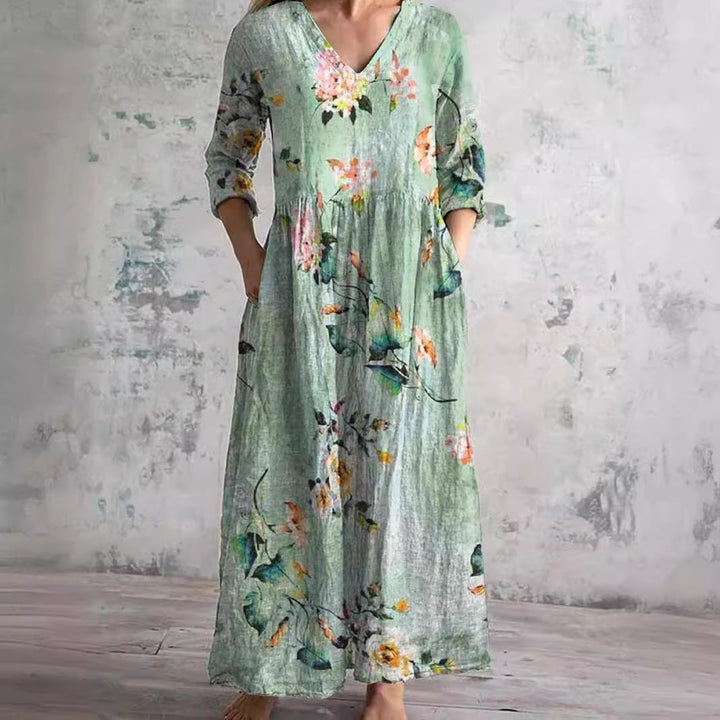Zomerjurk voor dames met bloemenprint, v-hals, lichtgewicht, casual