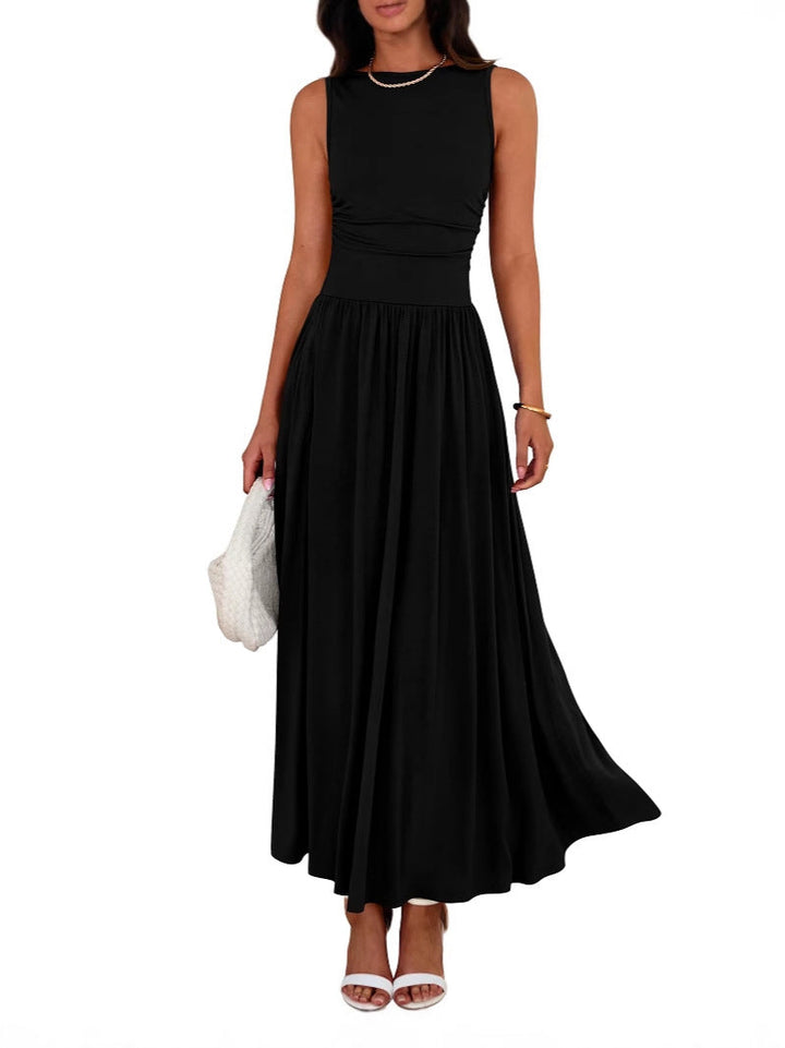 Mouwloze maxi-jurk met hoge taille voor dames