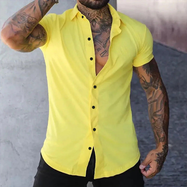 Elegant zomerhemd met korte mouwen en slim fit pasvorm voor heren