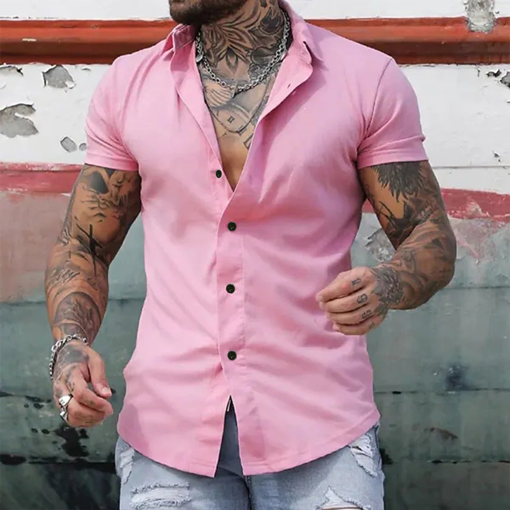 Elegant zomerhemd met korte mouwen en slim fit pasvorm voor heren