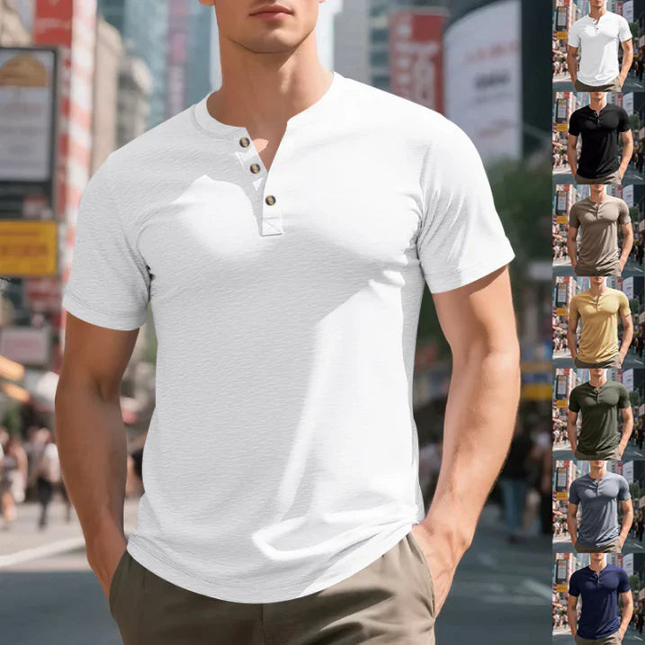 Casual henley t-shirt met korte mouwen voor heren