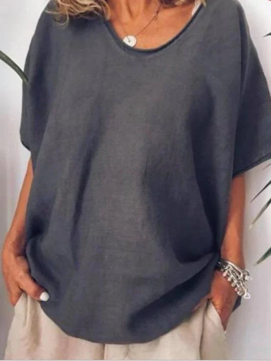 Klassieke losse blouse met korte mouwen voor dames