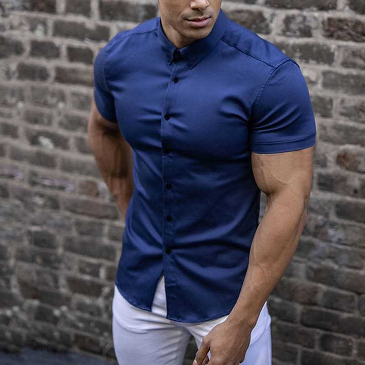 Elegant zomerhemd met korte mouwen en slim fit pasvorm voor heren