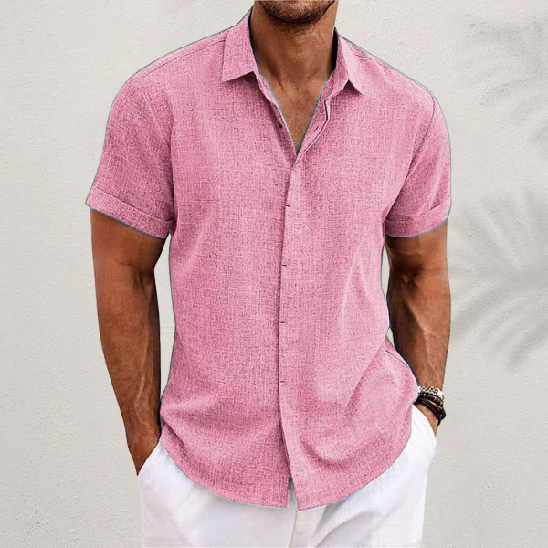 Heren zomerhemd van linnen met korte mouwen