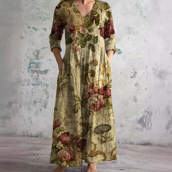 Zomerjurk voor dames met bloemenprint, v-hals, lichtgewicht, casual