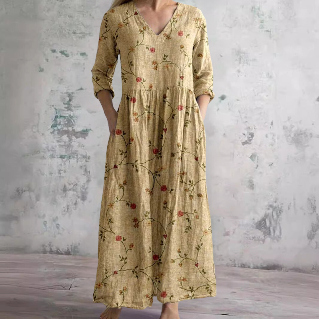 Zomerjurk voor dames met bloemenprint, v-hals, lichtgewicht, casual