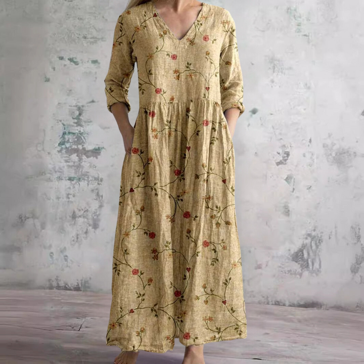 Zomerjurk voor dames met bloemenprint, v-hals, lichtgewicht, casual
